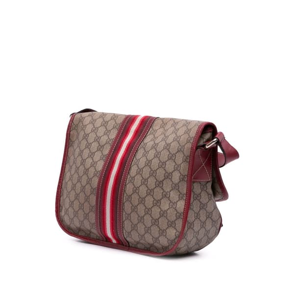 Pre-owned Gucci GG Supreme Web Messenger Bag Brown