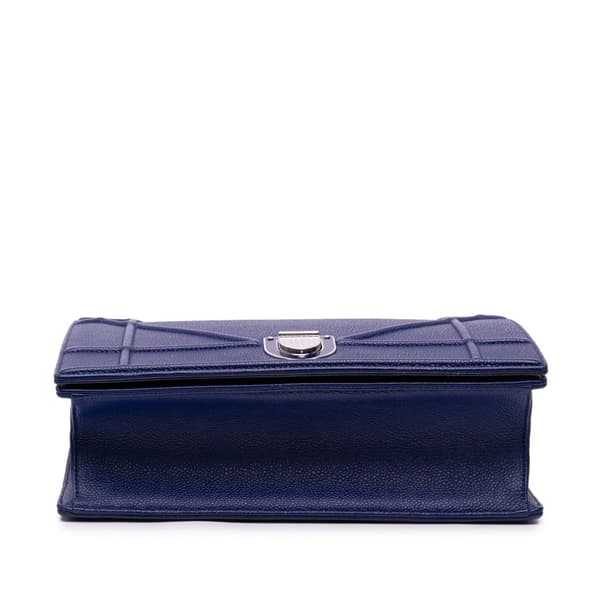 Pre-owned Dior Medium Grained Calfskin Diorama Flap Blue