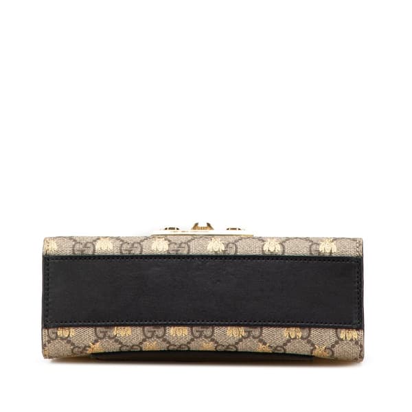 Pre-owned Gucci Small GG Supreme Bee Padlock Crossbody Brown