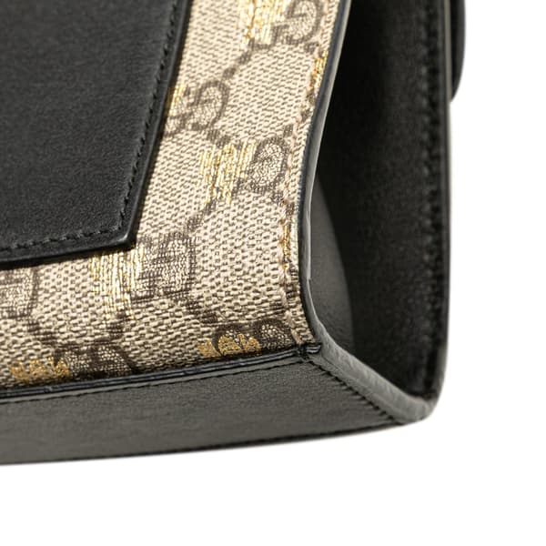 Pre-owned Gucci Small GG Supreme Bee Padlock Crossbody Brown