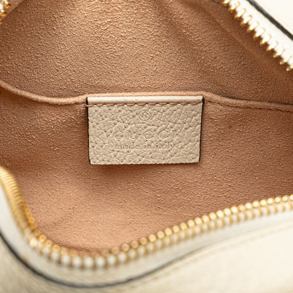 Pre-owned Gucci Mini Leather Ophidia Crossbody White