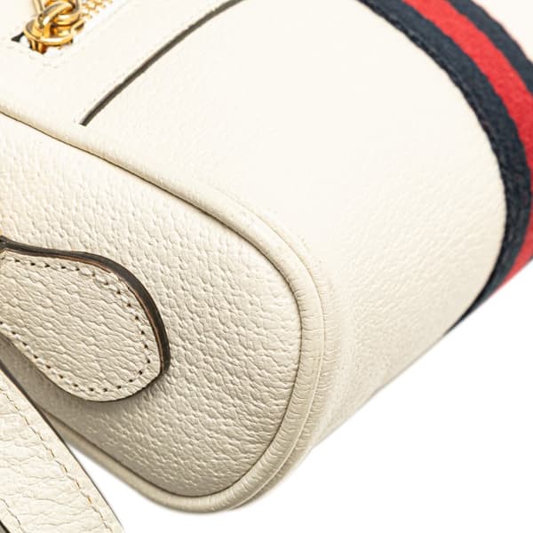 Pre-owned Gucci Mini Leather Ophidia Crossbody White