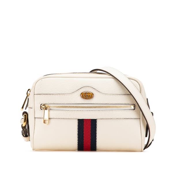 Pre-owned Gucci Mini Leather Ophidia Crossbody White