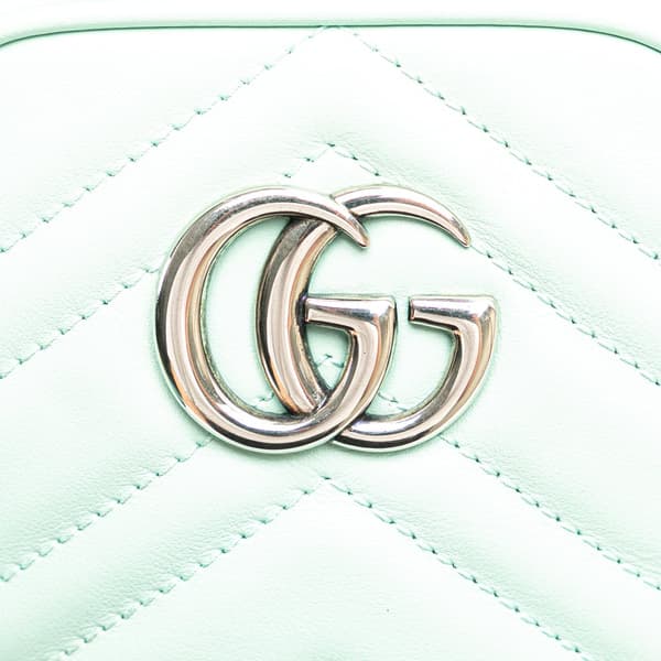 Pre-owned Gucci Mini GG Marmont Leather Matelasse Crossbody Green