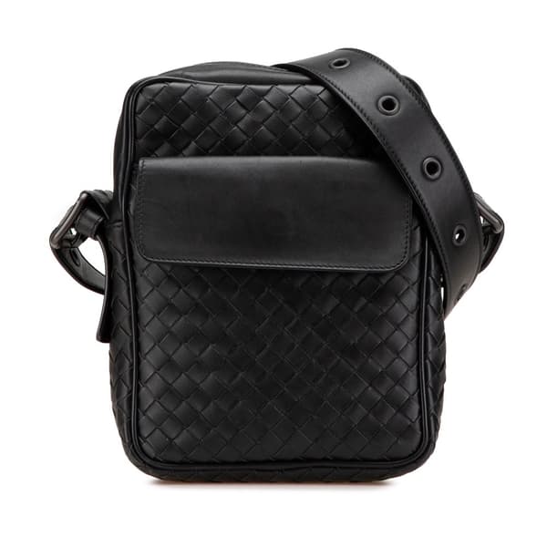 Pre-owned Bottega Veneta Intrecciato Crossbody Black