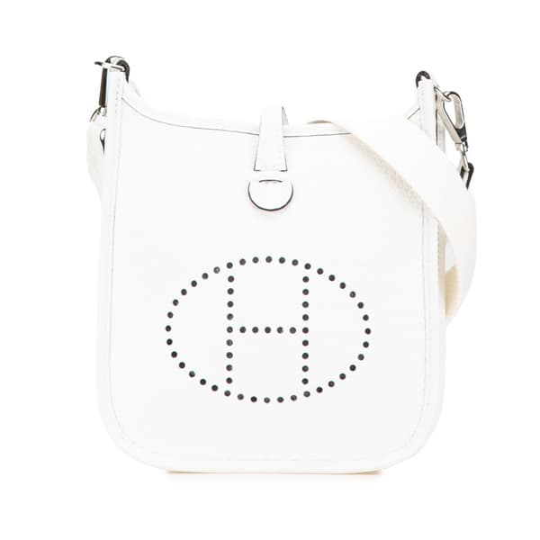 Pre-owned Hermès Clemence Evelyne TPM White