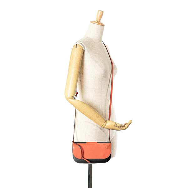 Pre-owned LOEWE Bicolor Leather Gate Pochette Crossbody Orange