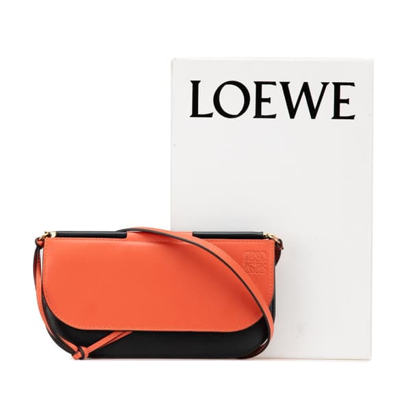 Pre-owned LOEWE Bicolor Leather Gate Pochette Crossbody Orange