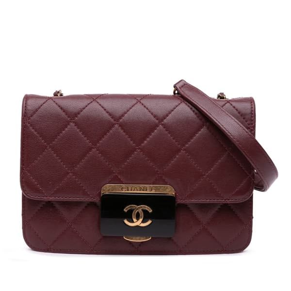Pre-owned Chanel Mini Lambskin Beauty Lock Flap Red