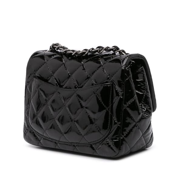 Pre-owned Chanel Mini Square Classic Patent Single Flap Black