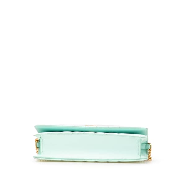 Pre-owned Burberry Quilted Leather Lola Clutch on Chain Green