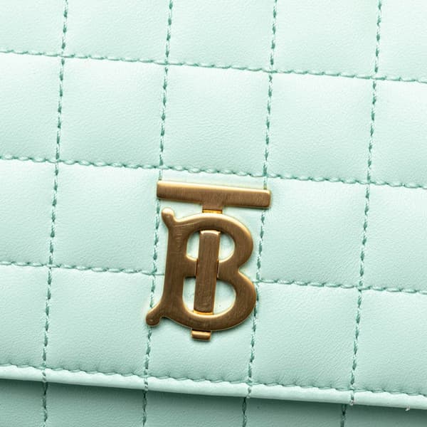 Pre-owned Burberry Quilted Leather Lola Clutch on Chain Green