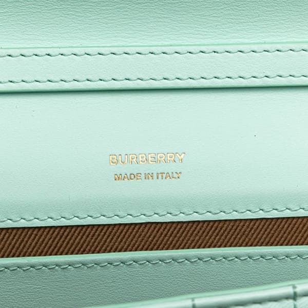 Pre-owned Burberry Quilted Leather Lola Clutch on Chain Green