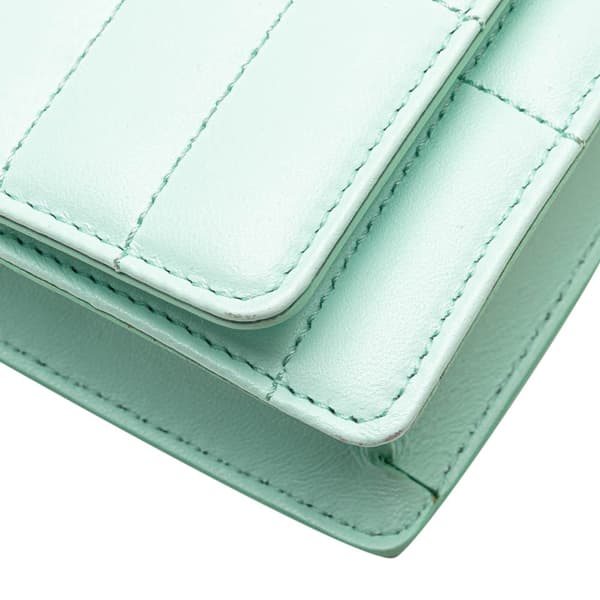Pre-owned Burberry Quilted Leather Lola Clutch on Chain Green