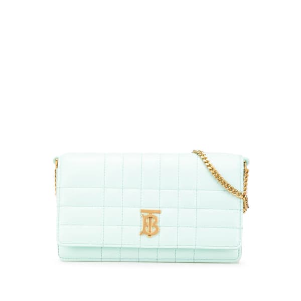 Pre-owned Burberry Quilted Leather Lola Clutch on Chain Green