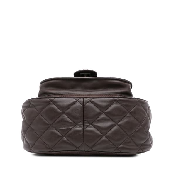 Pre-owned Chanel Paris-Salzburg Quilted Lambskin and Pony Hair Saddle Crossbody Brown