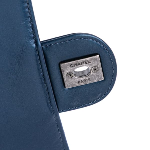 Pre-owned Chanel Mini Quilted Calfskin Coco Pleats Chain Flap Blue