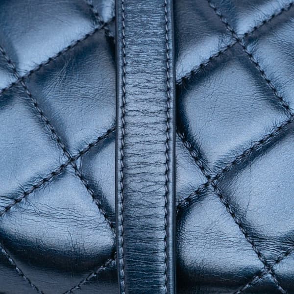 Pre-owned Chanel Mini Quilted Calfskin Coco Pleats Chain Flap Blue