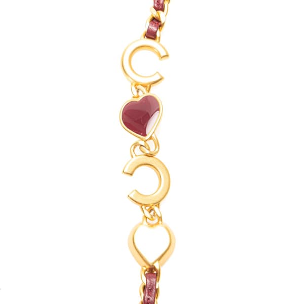 Pre-owned Chanel Mini Square Lambskin Coco Heart Chain Flap Red