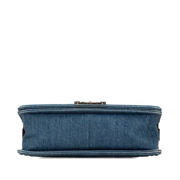 Pre-owned Chanel Medium Denim and Tweed Boy Bag Blue