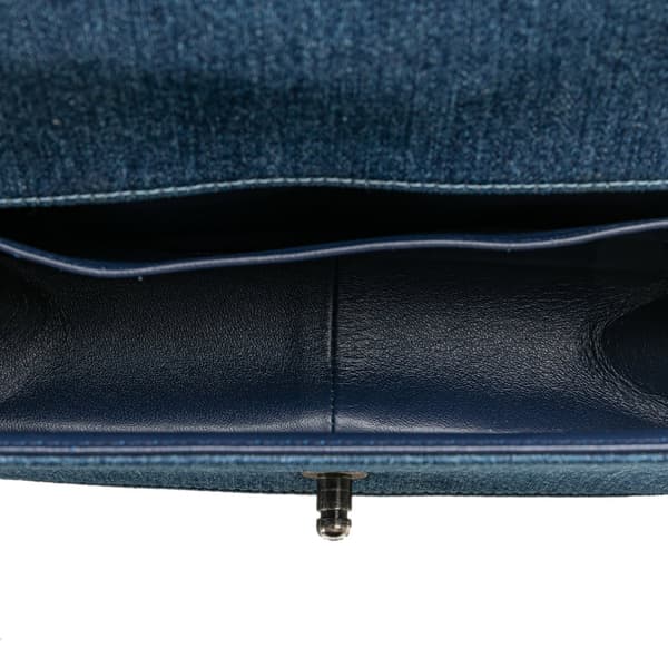 Pre-owned Chanel Medium Denim and Tweed Boy Bag Blue