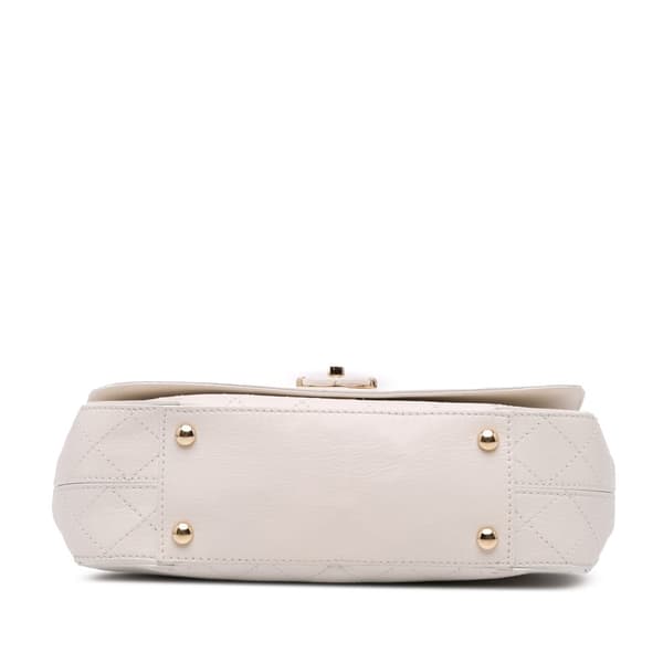 Pre-owned Chanel Medium Stitched Calfskin Covered CC Flap White
