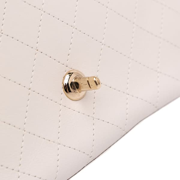 Pre-owned Chanel Medium Stitched Calfskin Covered CC Flap White