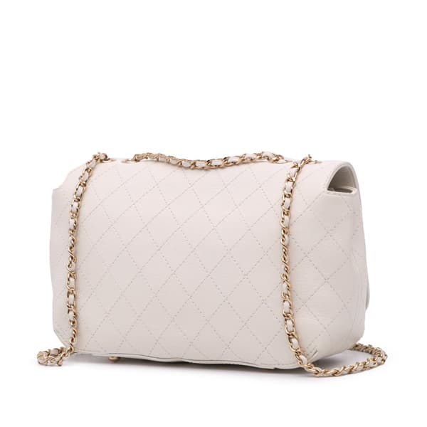 Pre-owned Chanel Medium Stitched Calfskin Covered CC Flap White