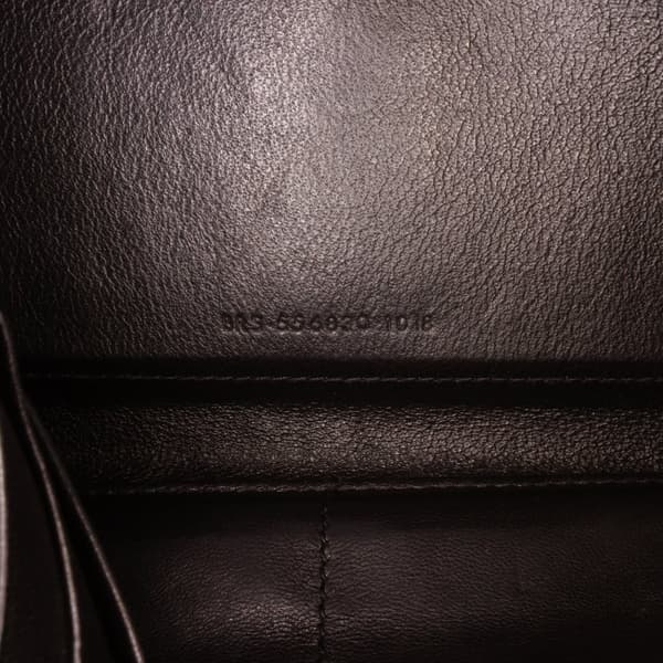 Pre-owned Saint Laurent Lambskin Chevron Monogram Sulpice Chain Wallet Black
