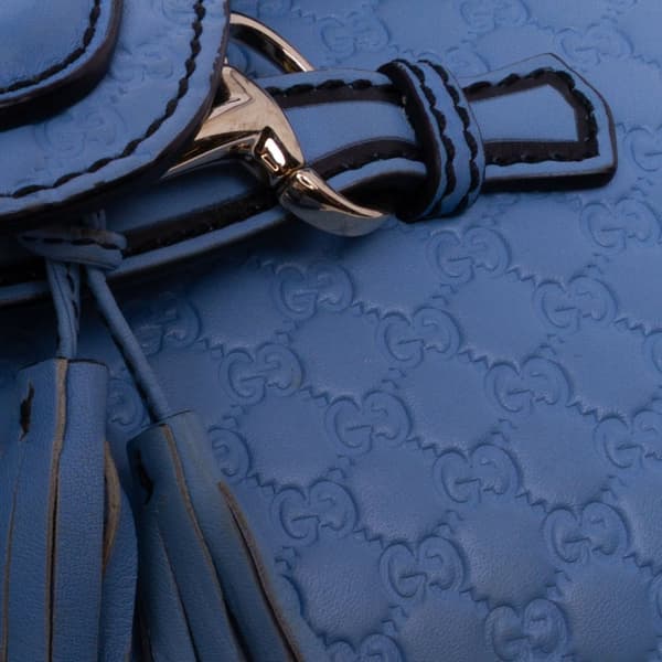 Pre-owned Gucci Mini Microguccissima Emily Crossbody Blue