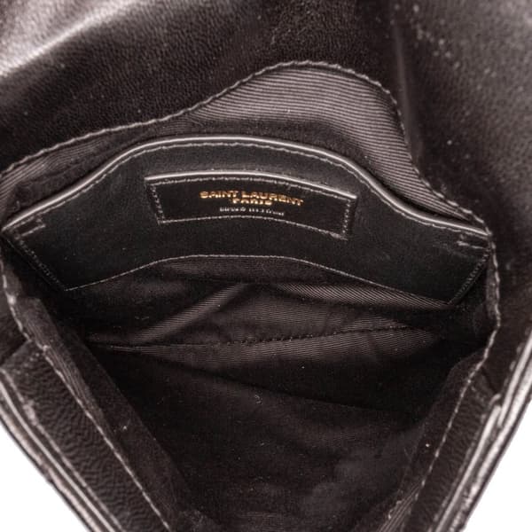 Pre-owned Saint Laurent Lambskin Chevron Monogram Double Flap Crossbody Black