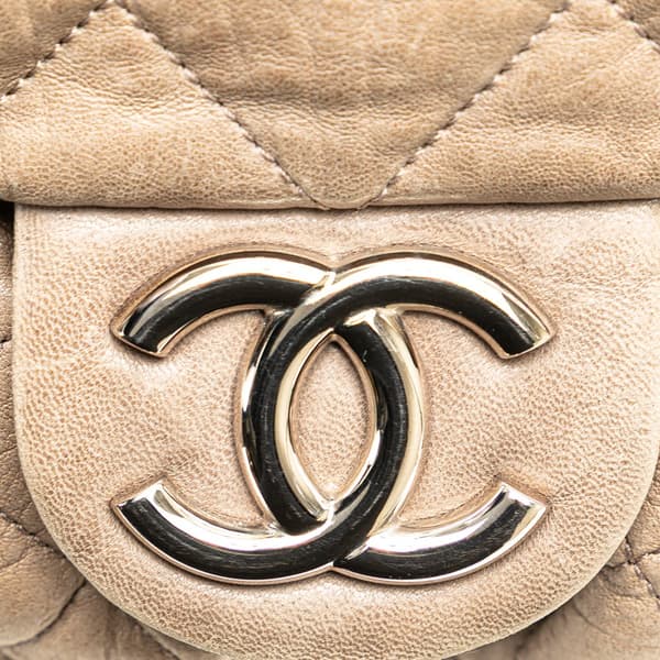 Pre-owned Chanel Large Washed Lambskin Chain Around Flap Brown