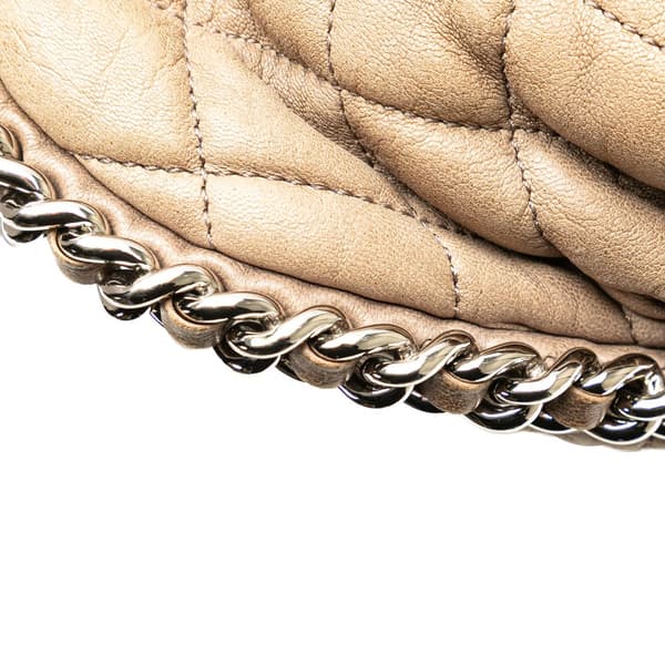 Pre-owned Chanel Large Washed Lambskin Chain Around Flap Brown