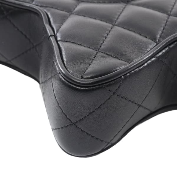 Pre-owned Chanel Quilted Lambskin Walk Of Fame Star Crossbody Black