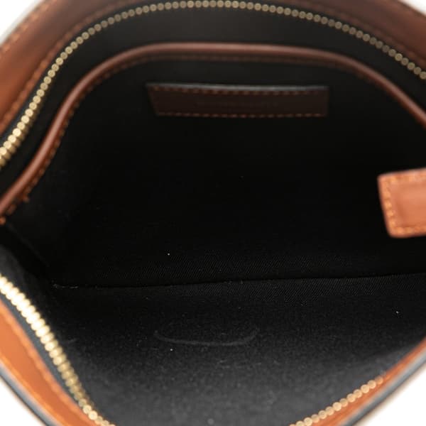Pre-owned Burberry TB Monogram Coated Canvas Crossbody Brown