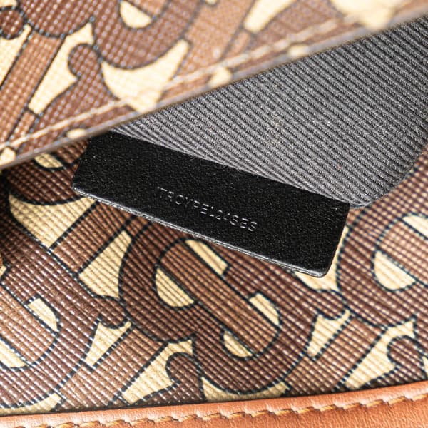 Pre-owned Burberry TB Monogram Coated Canvas Crossbody Brown