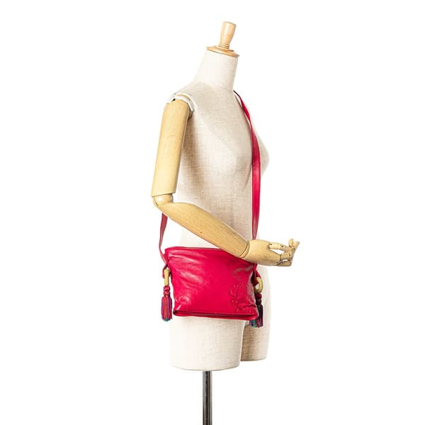 Pre-owned LOEWE Nappa Flamenco Tassel Crossbody Pink