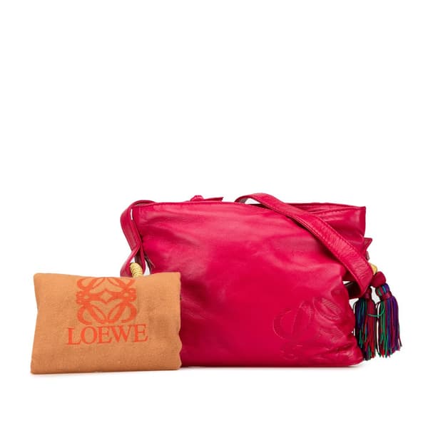 Pre-owned LOEWE Nappa Flamenco Tassel Crossbody Pink