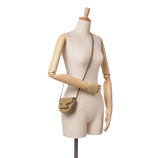 Pre-owned Celine Mini Calfskin Besace Cuir Triomphe Crossbody Brown