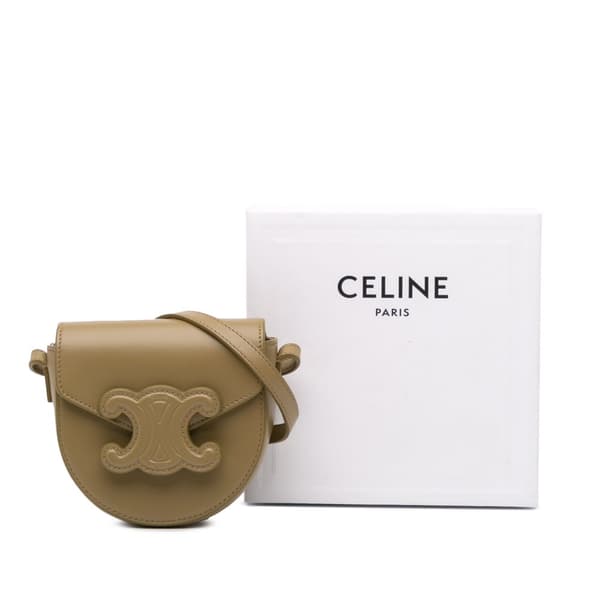 Pre-owned Celine Mini Calfskin Besace Cuir Triomphe Crossbody Brown