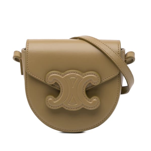 Pre-owned Celine Mini Calfskin Besace Cuir Triomphe Crossbody Brown