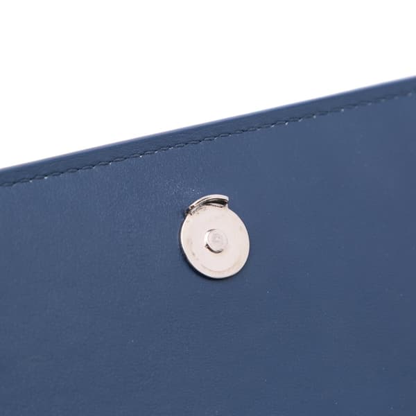 Pre-owned Saint Laurent Croc Embossed Sunset Wallet On Chain Blue