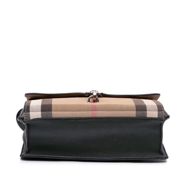 Pre-owned Burberry House Check Canvas and Leather Derby Macken Crossbody Green