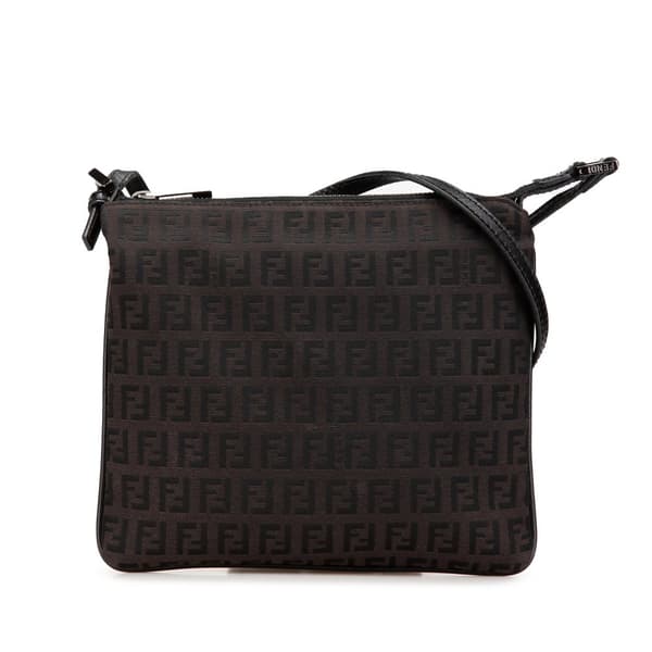 Pre-owned Fendi Zucchino Canvas Crossbody Brown