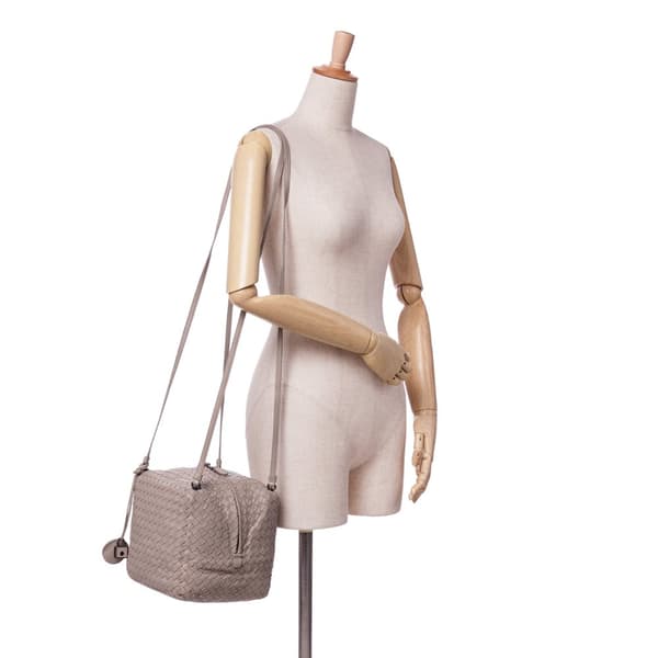 Pre-owned Bottega Veneta Nappa Intrecciato Cube Crossbody Brown