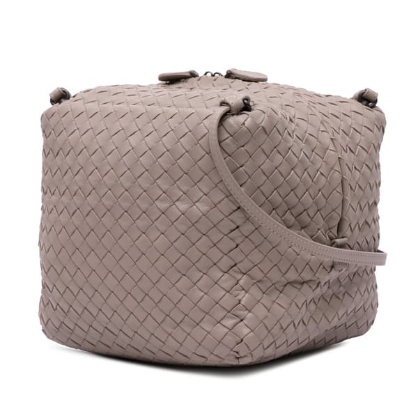 Pre-owned Bottega Veneta Nappa Intrecciato Cube Crossbody Brown
