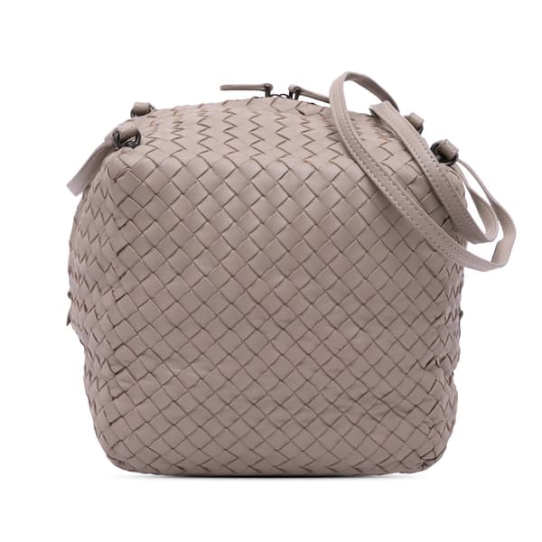 Pre-owned Bottega Veneta Nappa Intrecciato Cube Crossbody Brown