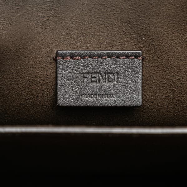 Pre-owned Fendi Leather Crystal Fab Crossbody Brown