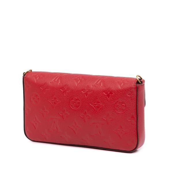 Pre-owned Louis Vuitton Monogram Empreinte Pochette Felicie Red