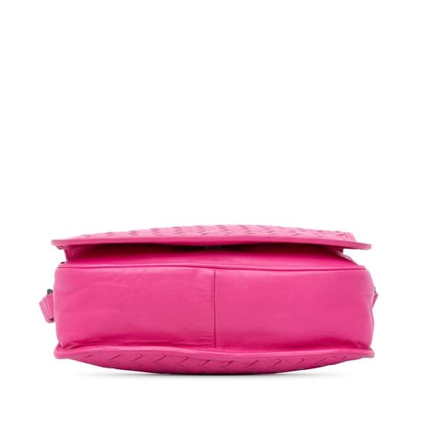 Pre-owned Bottega Veneta Nappa Intrecciato Flap Crossbody Pink